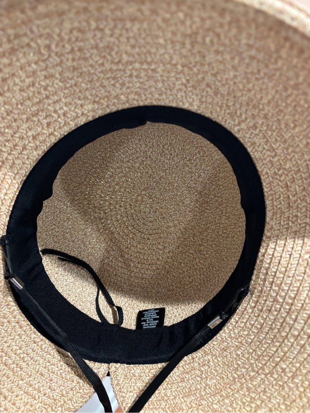 VTG COMHATS WOVEN STRAW SUN HAT BLACK & WHITE GROSGRAIN RIBBON COTTAGECORE SZ 8 - Picture 8 of 8